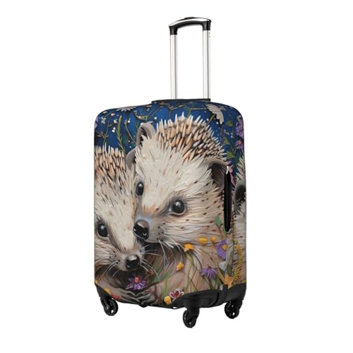 Floral Hedgehogs Print Washable Suitcase Cover Personalized Luggage Protector Travel Elastic Anti Scratch2