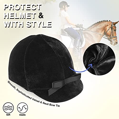 Funda para casco ecuestre de terciopelo negro con lazo Harrison Howard 3