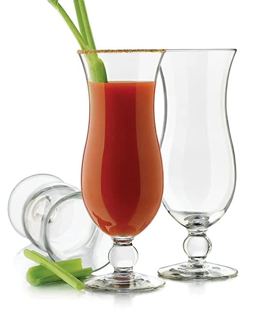 Red-Rubby Tall Cocktail Glasses | Premium Hurricane Cocktail Tall Glass Set - 450 ml | Set of 3 Hurricane Mojito Glass | Crystal Water Drinking Glass Set (3)