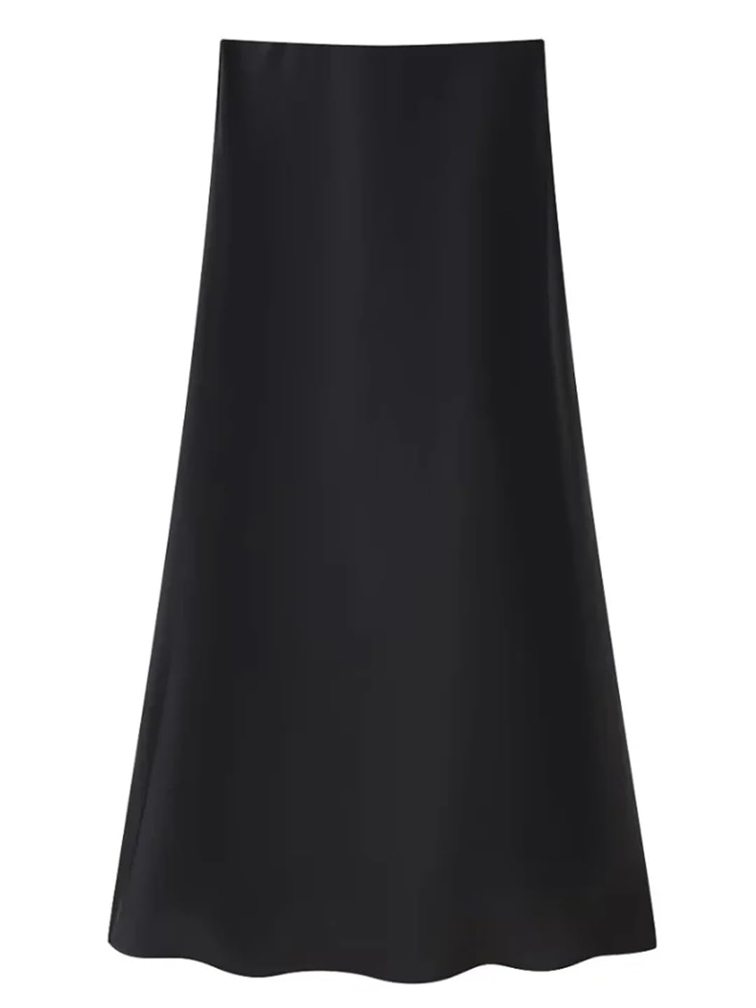 Jupe midi en satin doux au toucher pour femme - Taille élastique - Coupe ajustée