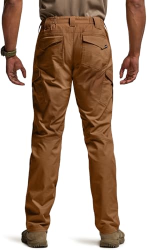 Image of CQR Men's Flex Ripstop Tactical Pants, Water Resistant Stretch Cargo Pants, Lightweight EDC Hiking Work Pants