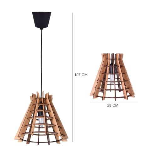Image of Modern MDF Wooden Hanging Light for Ceiling, Decorative Pendant Lamp Jhumar for Living Room Home Decor, Kitchen Dining Table & Office (Style7)