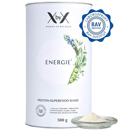 XbyX Energie 500 g | 16 Portionen | Veganes Superfood Proteinpulver für Shake oder Smoothie | Geschmacksneutrales Eiweißpulver mit essentiellen Aminosäuren & wertvollen Vitaminen | Aus Deutschland