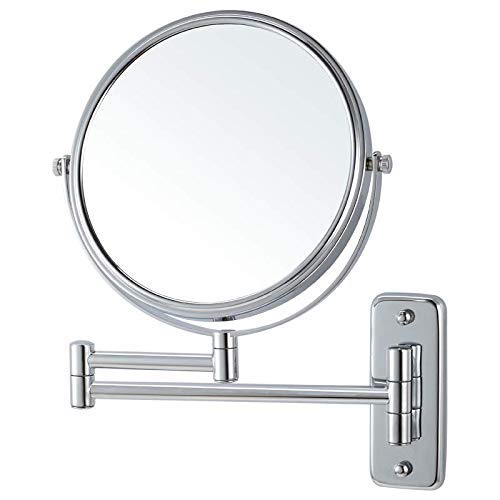 SES Wall Mounted Bathroom Mirror, 8 Inch Round Double Sided, 360° Swivel, Chrome Finish, 3X Magnification, for Makeup and Shaving-image-33