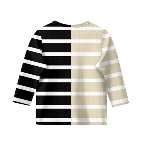 3/4 Length Sleeve Shirts for Girls Round Neck Striped Color Block Print Casual Blouses Floral Print Tshirts2