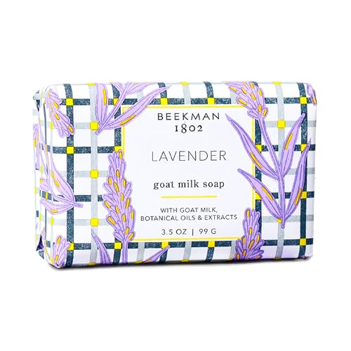 Image of Beekman 1802 Goat Milk Soap - Moisturizing Hand & Body Soap Bar with Shea Butter & Botanical Oils, Triple-Milled, Non-Drying, Made for Sensitive Skin, Lavender 3.5 oz