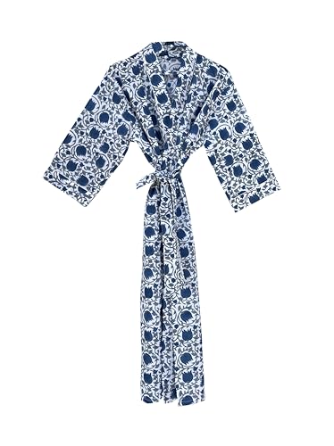 Image of Hand block print Cotton Kimono bikini cover up,Indian Hand block print Cotton Bath Robe,Swim Wear,Nighrwere Dressing Gown
