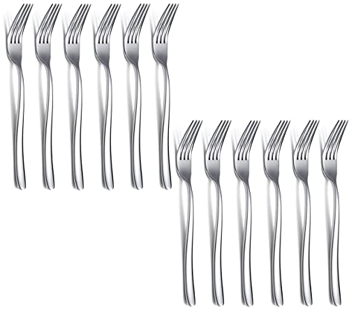 Image of Dinner Forks Food Grade Stainless Steel Silverware Forks,Table Forks,Flatware Forks Mirror Finish & Dishwasher Safe,Use for Home,Kitchen or Restaurant (Silver, Set of 12)