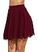 SheIn Women's Basic Solid Cutout Scallop Hem Flared Mini Skater Skirt Medium Burgundy