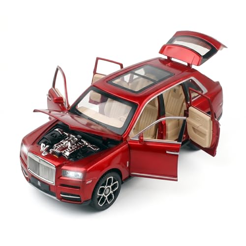 Image of Rolls-Royce Cullinan 1:24 Scale Die-Cast Car Model Red - Smoke Atomiser All Doors Open Sound Light Pull-Back Alloy Metal Luxury SUV Collectible