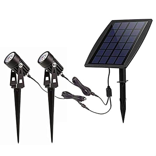 DLLT LED Solar Spot Lights Outdoor Landscape Spotlights, 2-in-1 Solar Powered Wall Lights-Low Voltage Outdoor Landscaping Light for Garden Yard Lawn Pathway Landscape Downlight, Warm White,Auto on/off