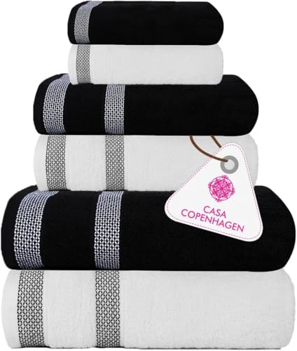 CASA COPENHAGEN Solitaire Mix 6 Pieces Towel Set- White +