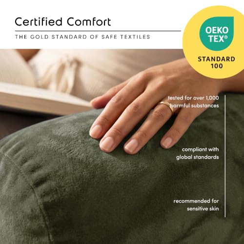 Image of Nestl Reading Pillow with Shredded Memory Foam, Designed for Sitting Up in Bed and Couch, Back and Arms Adjustable Support for Adult & Teens Backrest Pillows for Reading, Washable Cover, Olive Green