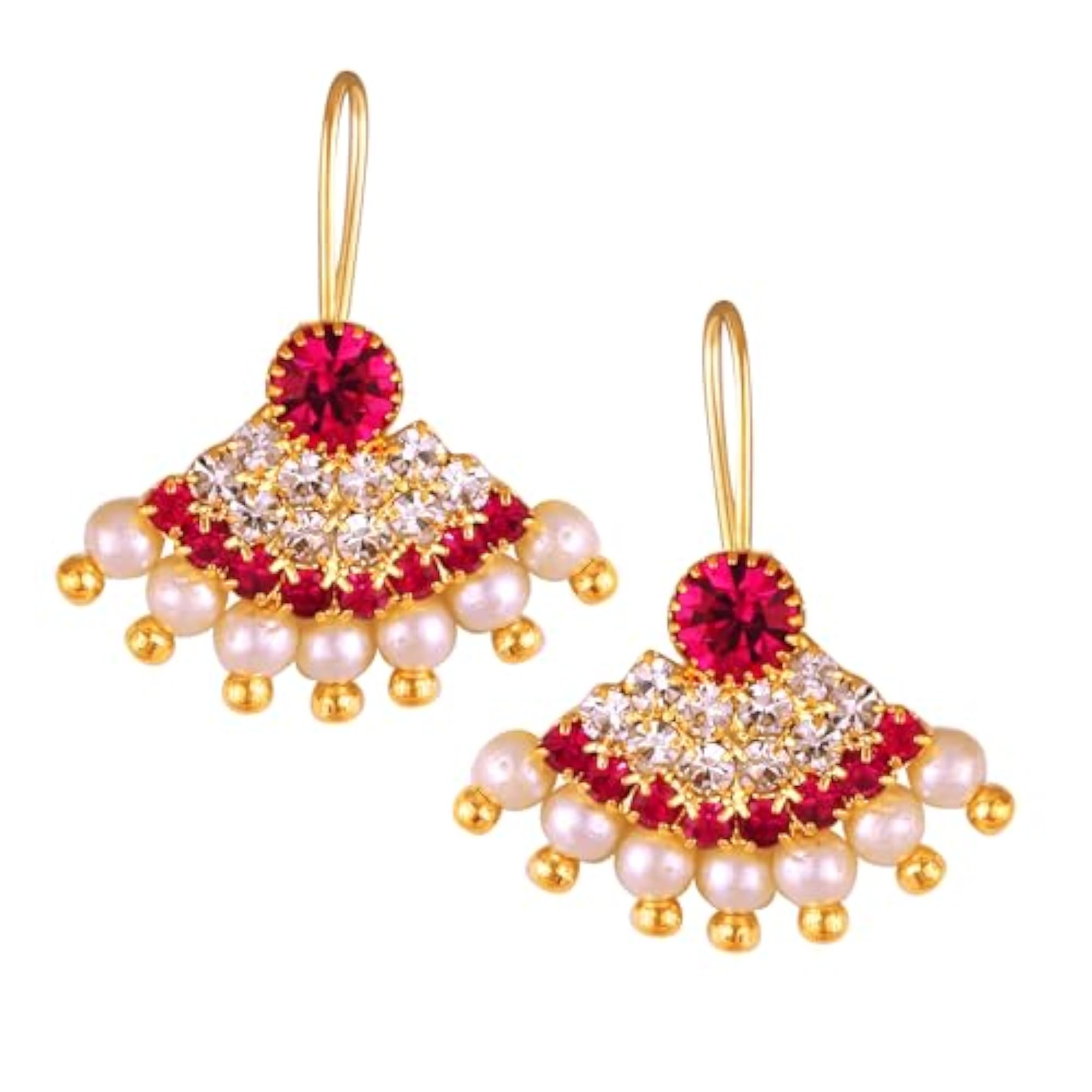 Women's Elegant Shimmering Red Bugadi Earrings