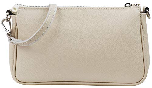 SH Leder Jennie G323 - Sac à bandoulière en cuir véritable, 23 x 13 cm, Beige., S