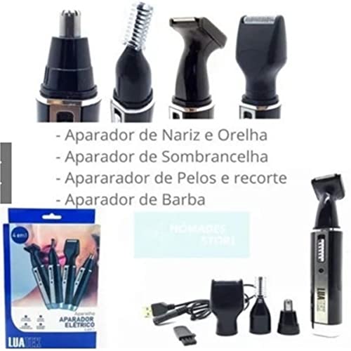 Aparador De Pelos Elétrico Barbeador Kit 4 Em 1