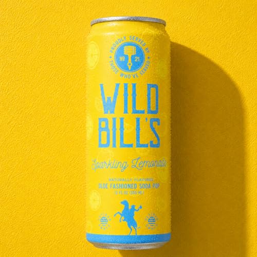 Wild Bill's Sparkling Lemonade Craft Soda Pop, 12 oz Cans, 12 Pack, Pure Cane Sugar Soda, Caffeine Free, No High Fructose Corn Syrup, No Artificial Colors or Flavors
