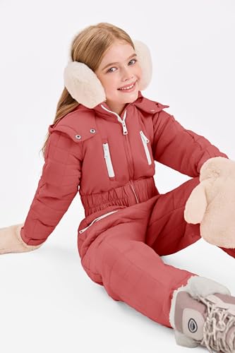 Image of Haloumoning Kid Snowsuit Girls Hooded Waterproof Insulated Ski Suit