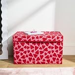 OHS Large Collapsible Storage Box, Valentines Gifts for Women Hearts Print Foldable Storage Box with Lid Wardrobe Organiser Bin Handle Fabric Basket Organiser for Clothes Book Shelf Office, Pink