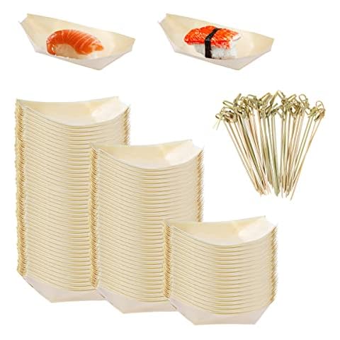 WATHFKCU Bamboo Wooden Sushi Boat Plate Cover