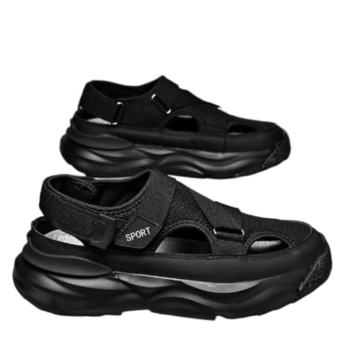 Sandalias de Punta Cerrada con Plataforma para Hombre Zapatos de Caminata Atléticos de Malla Transpirable Calzado de Verano Casual con Correa Ajustable Zapatillas de Suela Gruesa