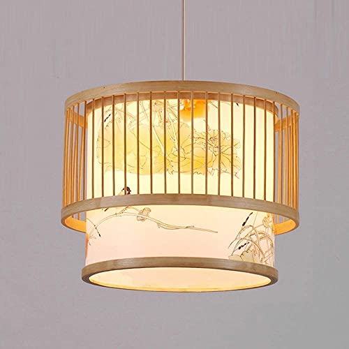 Lustre en bambou rétro E27 suspension lanterne plafonnier cuisine salon bar loft