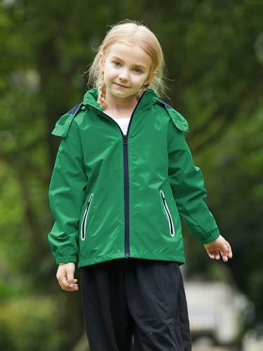 Image of SaphiRose Kids Waterproof Rain Jacket Mesh Lined with Removable Hood | Lightweight rain coat, windproof, breathable, school, camping, travel, outdoor play, boys and girls