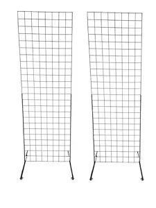 Only Hangers 2' x 6' Gridwall Panel Tower with T-Base Floorstanding Display Kit 2-Pack Black or White (EZ Legs Black (NO Hardware))