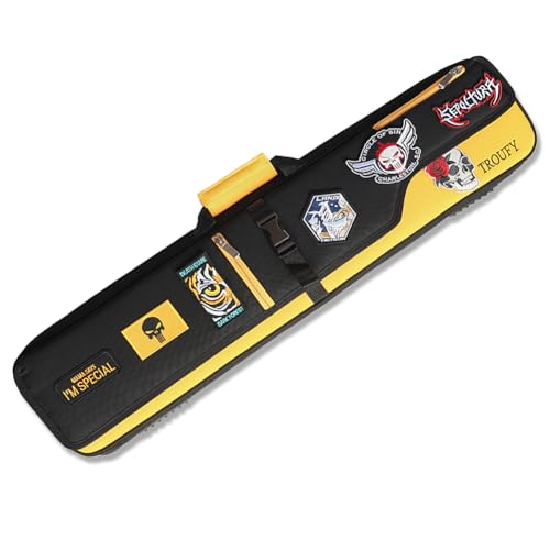 TROUFY Backpack 4x4 Pool Cue Case Yellow for Carrying 4 Pool Cue Sticks,Pool Queue Case (Black)