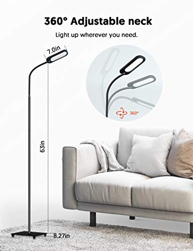 Floor Lamp, TECKIN LED Floor Lamps for Living Room, 5 Color Temperatures & 4 Brightness Levels, 1800 Lumens 12W, Dimmable Adjustable Reading Lamp for Office Sewing Piano Puzzle - Thumbnail 5
