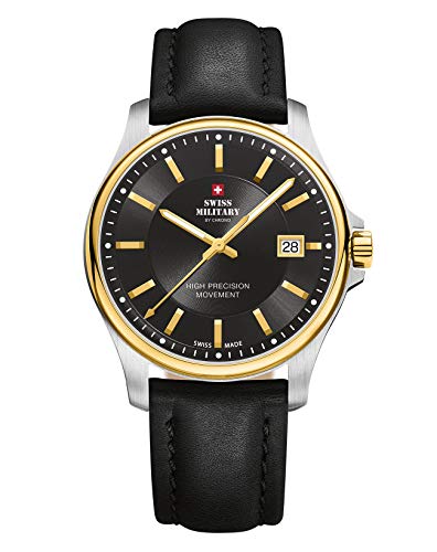 Image of Swiss Military by Chrono Men's Quartz Watch with Analogue Display and Leather Strap SM30200.13