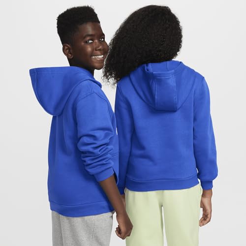 Nike Sportswear Club Fleece Big Kids' Hoodie (FD2988-480, Game Royal/White)2