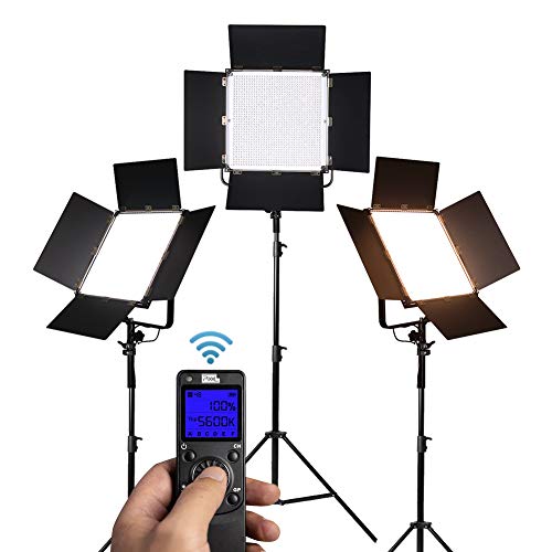 Pixel Lot de 3 Kit Eclairage 1300 LED Lumière Réglable et Pied d'Eclairage: 3200-5600K CRI 96+ LED Panneau contrôle sans Fil, 280cm Pied et Grand Sac Transport