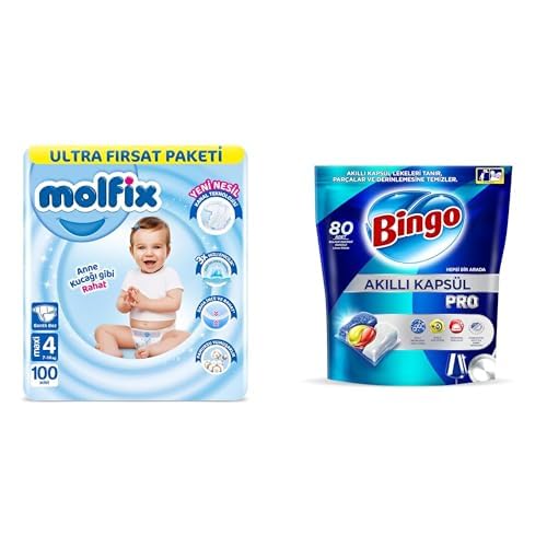 Molfix Maxi 4 Beden Aylık x2 + Bingo Akıllı Kapsül Pro 80'li x2
