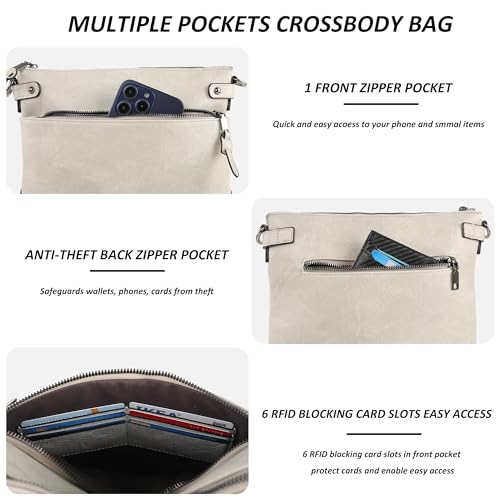 Image of TANTOMI Crossbody Bags for Women, PU Leather Hobo Purse Shoulder Handbags | Adjustable Wide Strap, Multi Pockets, Roomy, Lightweight, Versatile for Everyday or Travel