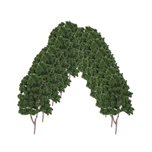 Tiuimk Paquete de 20 árboles modelo de plástico verde oscuro para diseño de tren a escala N