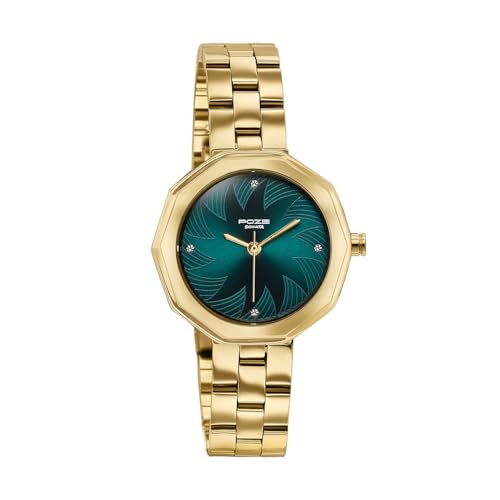 Image of Sonata Poze 9 with Quartz Analog Green Dial IPRG Strap Watch for Women - SP80180YM01W