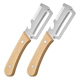 2PCS Pelador De Verduras Multifuncional, Cuchillo Pelador De Frutas Y Verduras, Con Mango De Madera, Per Cocina, Mejorados 2026, Con Trituradora De Cebollino Y Abridor De Botellas