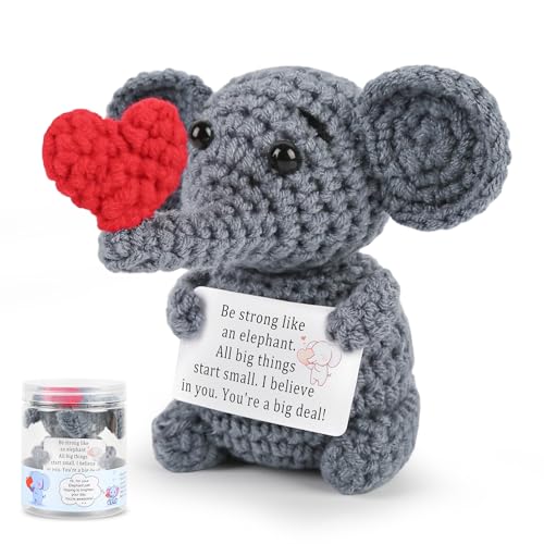 Kovtesiu Positive Crochet Elephant Inspirational Christmas Birthday Gifts for Women