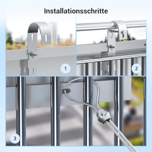 2 Stück Balkonkraftwerk Haken 304 Edelstahl, Solarpanel Halterung Haken Balkon inkl. Montagezubehör für Solarmodule Balkongelände, Flachdach, Wohnmobile (Silber)