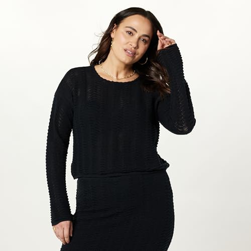 Image of The Drop Women's Makayla Crochet Drop-Shoulder Cropped Pullover