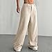 Kenvina Corduroy Pants Women Baggy Tall Cord Wide Leg Trousers Elastic Waist Comfy Work Pants Soft Cozy Palazzo Teacher Pant（Beige,XX-Large）