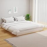 Gecheer Massivholzbett, Stabiler Bettrahmen aus massivem Kiefernholz 160x200 cm weiß mit rustikaler Optik für Schlafzimmer und Gästezimmer