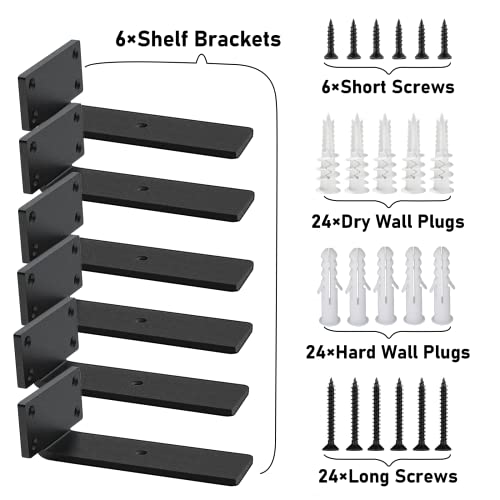 Ymdparts L SHELF BRACKETS 6 INCH Floating Shelf Brackets Heavy Duty - 1/5 Inch Thick Industrial Black Metal L Brackets, Premium Solid Steel Shelf Supports For Shelves thumb #4