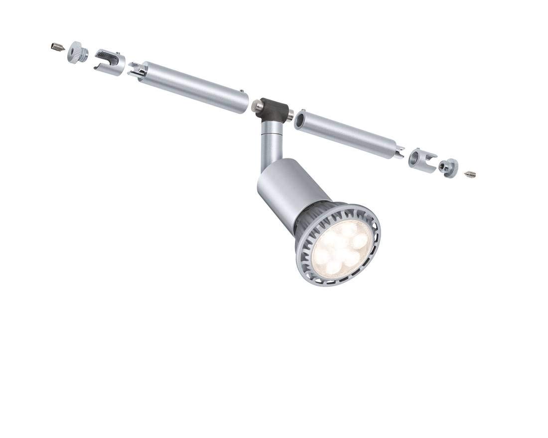 Paulmann punto luce per sistema di cavi per faretti, 94139, Salt, cromato opaco, integrazione per sistema di cavi per faretti, massimo 10 W, GU 5,3, lampadine non incluse