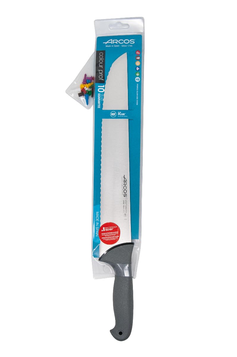 Arcos Cuchillo Pescadero Hoja Serrada Acero Inoxidable NITRUM 350 mm Mango Ergonómico Antideslizante Ideal para Pescado Serie Colour Prof