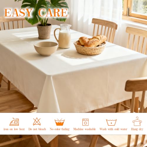 WIGENIUS 2 Pack Ivory Table Cloth Rectangle Tablecloths 60X102 Inch,Polyester Table Cloth for 6 Foot Rectangle Tables,Wrinkle Resistant Washable Fabric Table Covers for Party,Wedding Banquet by WIGENIUS - Image 5