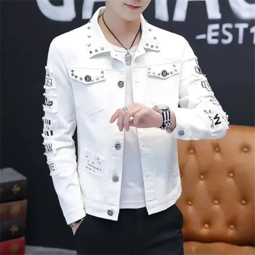 Men's Denim Jacket Short Rivet Slim Male Korea Jean Coats2