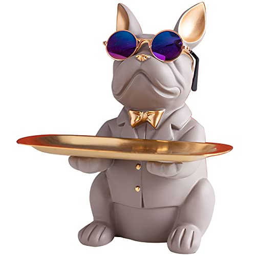 Bulldog Francese Scultura Bulldog In Resina Statua Da Scrivania Scultura Animale Decorazione Da Tavolo Multifunzione Ufficio Decorazioni Per La Casa Salvadanaio Salvadanaio Home Desktop (Grigio)