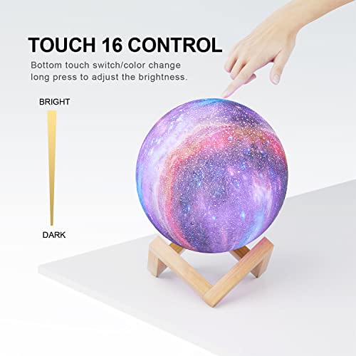 PREKIAR Moon Lamp, 16 Colors 15cm LED 3D Print Star Moon Light with Stand & Remote & Touch Control and USB Rechargeable, Bedrooms Bedside Night Lights for Bay Kids Lover Birthday Party Gifts